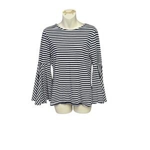 MDS Stripes Blue and White Striped Bell Sleeve Top size 1 so maybe a small